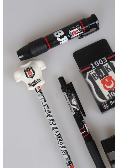 "dekomus Cep Defteri Hediyeli" Lisanslı Beşiktaş Kırtasiye Seti Silgi Tepeli Kurşun Kalem,versatil Uçlu Kalem,2 Adet Silgi Ahşap