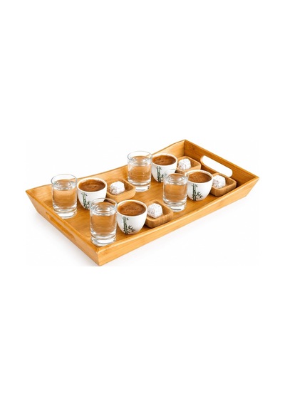 Bambu Favoritte Ahşap Servis Tepsisi, 43x27x5,3 Cm, Büyük Boy Çok Renkli