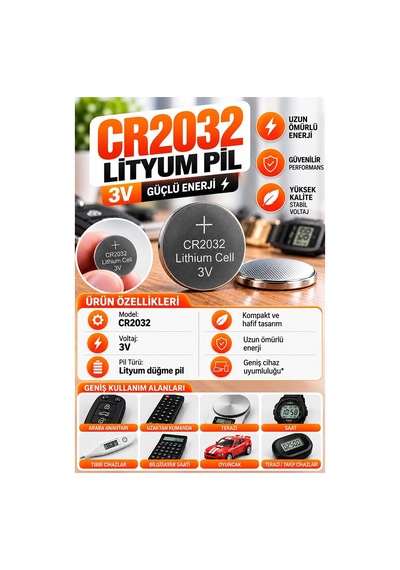 Cr2032 Pil 3v 5 Adet Rio Cr 2032 Para Pil Lityum Düğme Pil Araba Kumandası Baskül Tartı Pili Saat Oyuncak Cihaz Pili