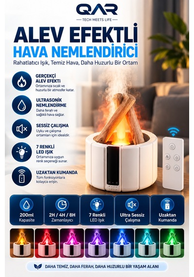 Kamp Ateşi Tasarımlı Hava Nemlendirici Dekoratif Masaüstü Ev Ve Ofis Ortam Nemlendirici