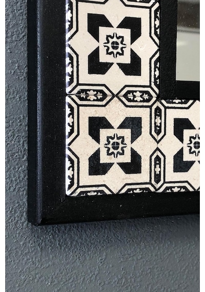 Tr Oscar Stone Decor Masif Siyah Çerçeveli Mozaik Taş Ayna 43 Cm X 43 Cm -morocco-etnik Desen Ayn4040-006 Genel