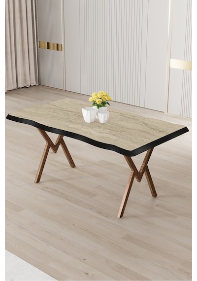 Canisa Akort Serisi Mdf Sabit 80x130 Traverten Mutfak Masası Traverten Masa