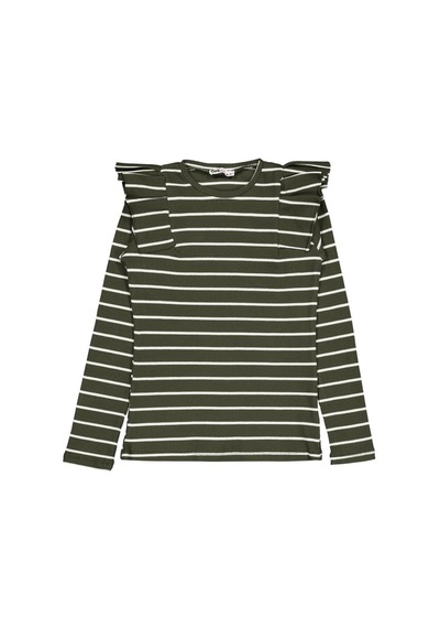 Civil Girls İnce Çizgili 10-13 Yaş Sweatshirt - Haki