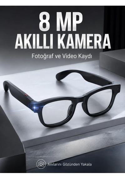 Astraltech Kontrollü Siyah Bluetooth Akıllı Kamera Gözlüğü 8 Mp Kameralı Aı Çeviri Wi-fi