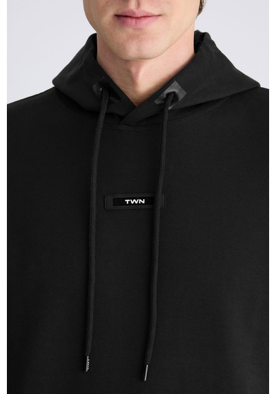 Twn Slim Fit Siyah Düz Örgü Pamuklu Sweatshirt 5ece247020042 Çok Renkli