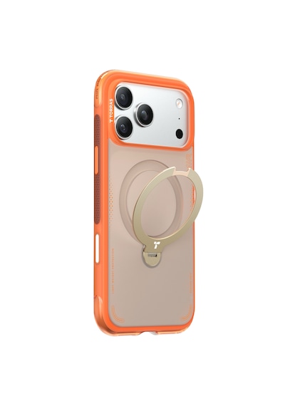 Torras Apple iPhone Uyumlu 17 Pro O Stand Q3 Spin Air Serisi Magsafe Kılıf - Lacivert Turuncu
