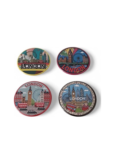Londra Magnet Set 1 - 4'lü Buzdolabı Magnet London Karışık Renkli
