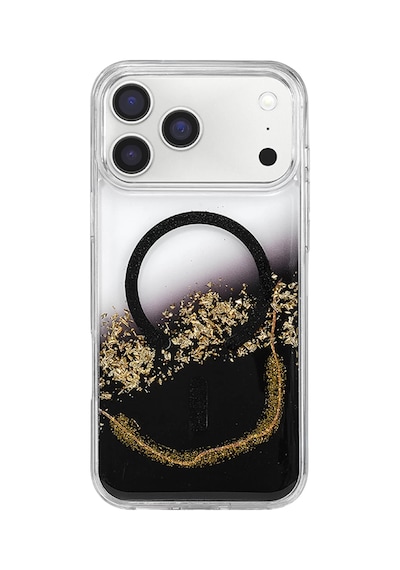 Onegif Apple İphone 17 Pro Max Lotus Simli Magsafe Kapak - Siyah