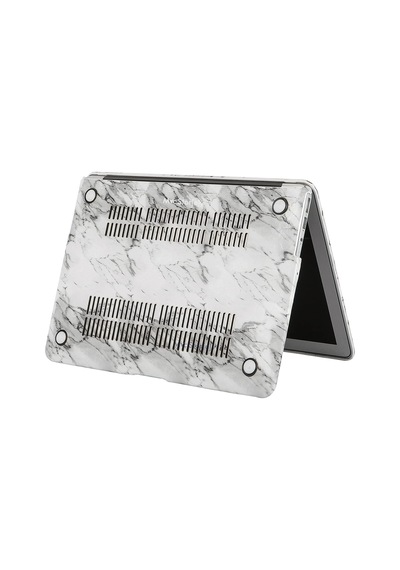 Macbook Air M1 Kılıfı A2337 Uyumlu 13 İnç Premium Deri Kaplama Mermer Desenli Hard Case A2179 A1932 Sert Koruyucu Kapak Çizilme Ve Darbe Koruma Kılıfı Beyaz Belirtilmemiş