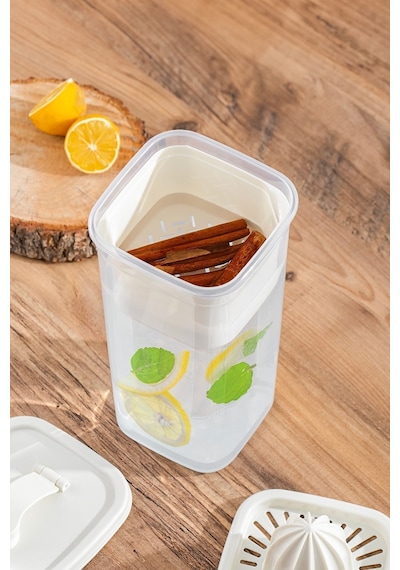 Porsima 06-1109 Detoks Sürahi & Limonluk Şeffaf 1,5 L - Beyaz