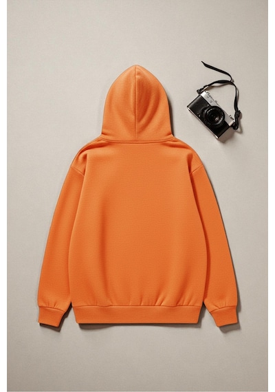 Uyguntarz Boğa Tasarım Baskılı Unisex Oversize Sweatshirt Turuncu