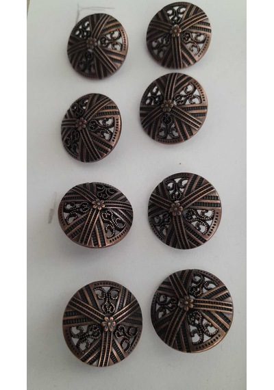 Antık Bakır Metal Düğme 22 Mm 8 Adet