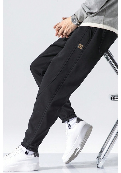 Genius Store Genıus Store Erkek Eşofman İçi Polarlı Bağcıklı Bel Jogger Spor Eşofman Altı Spor-esf001 Siyah