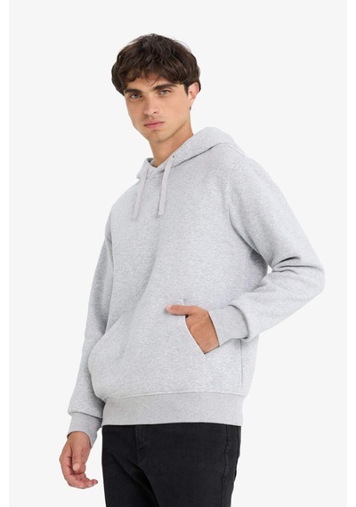 Defacto Kapüşonlu İçi Yumuşak Tüylü Kanguru Cepli Gri Erkek Sweatshirt X8283az/gr389 Gri