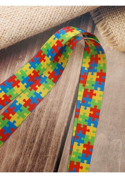 Renkli Puzzle Kart Askısı Yaka Kartı Boyun Askı Ipi Telefon Askısı