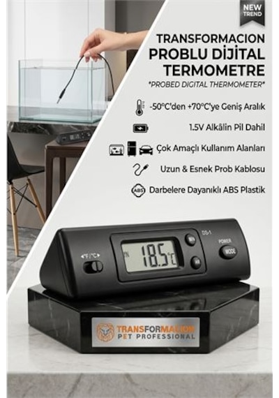 Dijital Prob Termometre - Akvaryum Buzdolabı Ve Oto Isı Ölçer 723082