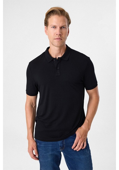 Back And Bond Siyah Regular Fit Polo Yaka Tişört