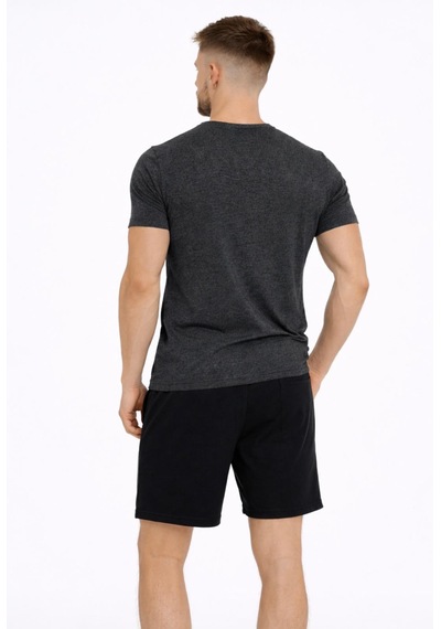 Axxel Erkek Koyu Gri Melanj Pamuk Likralı Süprem Kısa Kollu-t-shirt-d230