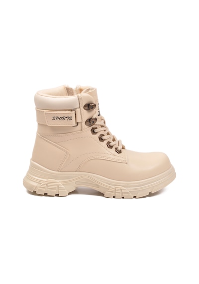 Bej İçi Polarlı Kaymaz Taban Unisex Çocuk Bot 24035 F Bej