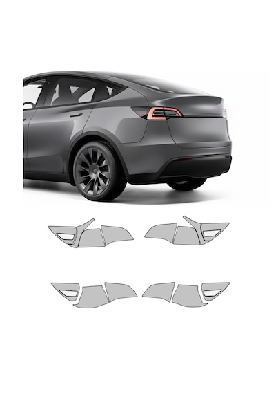 Tesla Model Y 2021 Juniper Arka Farlar, Hazır Kesim, 210 Mikron Ppf Tpu, Şeffaf Boya Koruma Filmi