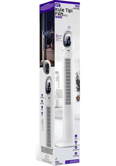 45w Uzaktan Kumandalı Kule Vantilatör / 3 Kademe Hız Ayarı / Salı