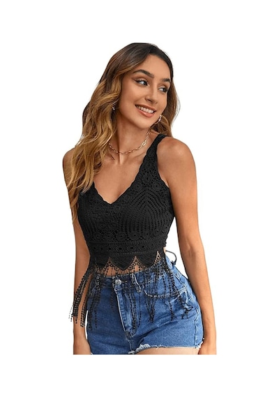 Fashion Cocktail Püsküllü Saçaklı Kalın Askılı Astarsız Egzotik Sahil Bohem Dantel Bluz Siyah Siyah Fashion Cocktail Püsküllü Saçaklı Kalın Askılı Astarsız Egzotik Sahil Bohem Dantel Bluz Siyah Siyah
