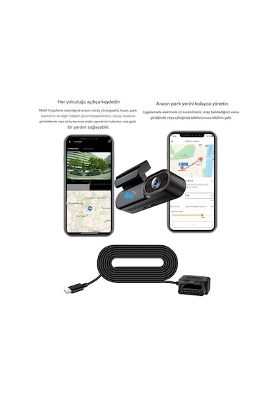 Hotkam 4g Araç İçi Kamera Google Maps Gps Takip 1080p + Turkcell 12gb Sım Hediye -1 Yıl