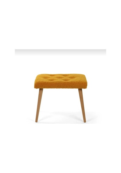 Gürgen Retro Ahşap Ayaklı Handmade Pofidik Puf Bench Koltuk Turuncu