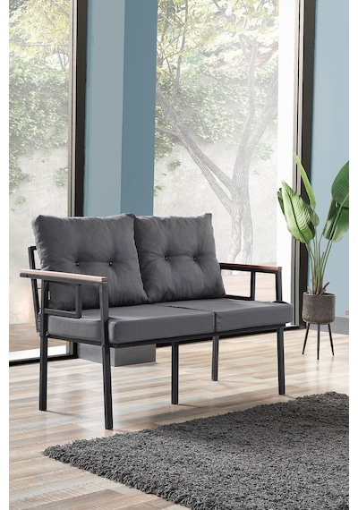 Evdemo Saye Metal Bahçe Balkon Oturma Takımı 2+1+1+orta Sehpa Antrasit Antrasit