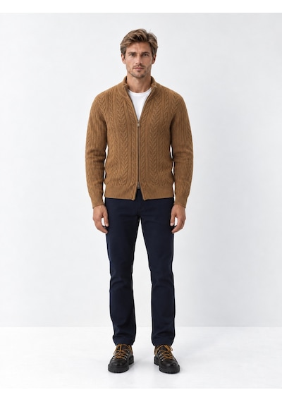 Xint Camel Regular Fit Dik Yaka Hırka 801779