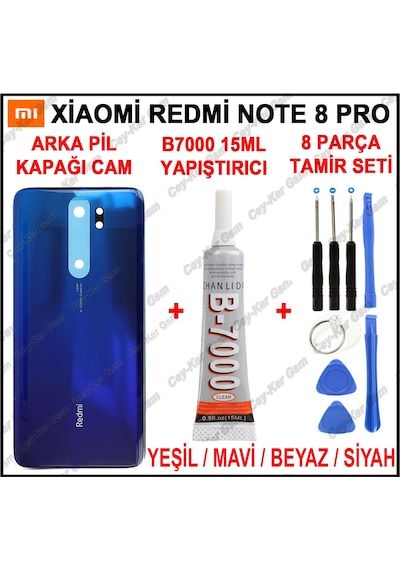 Xiaomi Redmi Note 8 Pro Arka Pil Kapak Cam Batarya Kapağı + Tamir
