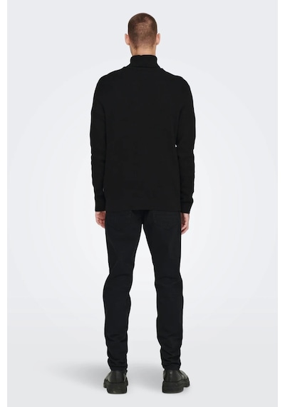 Only & Sons Onsphil Reg 12 Struc Roll Neck Knit Noos Erkek Siyah Kazak - 22023202