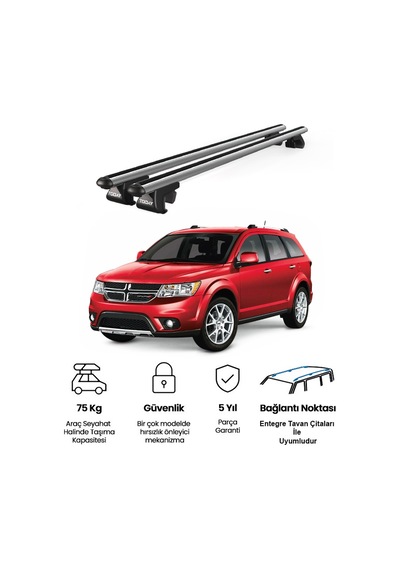 Venüs Dodge Journey 2012-2020 Uyumlu Gri Ara Atkı Port Bagaj Tavan Barı