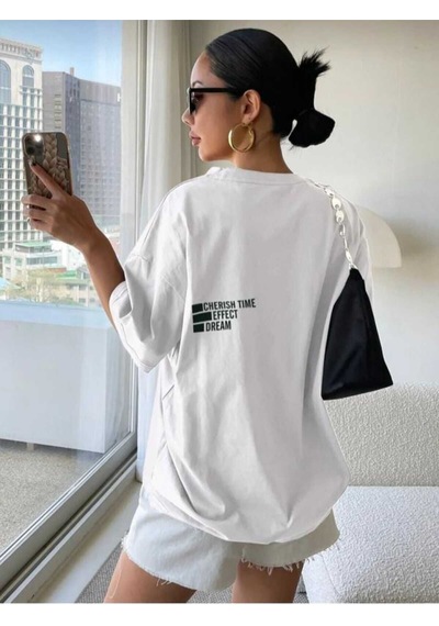 Kozia Outdoors Malkoçbey Cherısh Tıme Baskılı Overisze Unisex Basic T-shirt Beyaz Kozia Outdoors Malkoçbey Cherısh Tıme Baskılı Overisze Unisex Basic T-shirt Beyaz