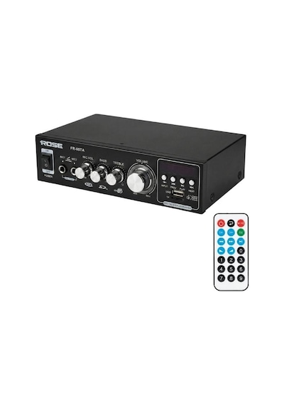 Rose Fr-007a 2x50 Watt Stereo Anfi 12v/220v Mp3, Bluetooth, Sd Kart 2 Mikrofon Girişli Kumandalı
