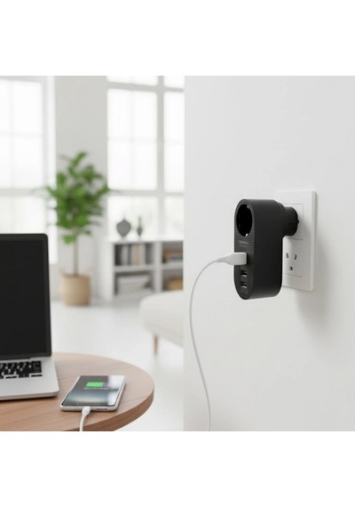 2 Usb,1 Type-c Girişli 1'li Çocuk Korumalı,ısıya Karşı Dayanıklı 2500watt Termal Akım Korumalı Priz
