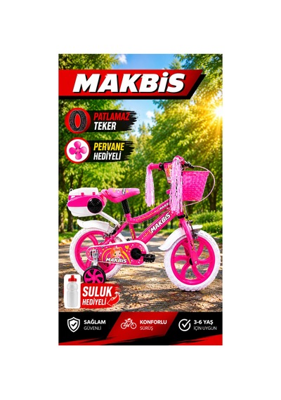 15 Jant Pembe Çocuk Bisikleti 3-6 Yaş 2026 Yerli Üretim Suluk+püskül Pembe - 902629770 Pembe