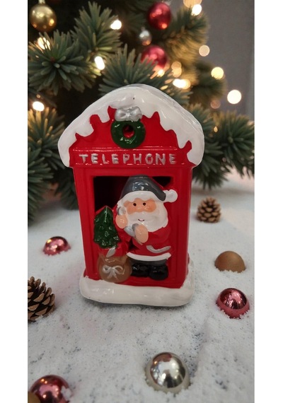 Yılbaşına Özel Işıklı Telephone Süs Dekor Aksesuar Biblo Ürün Boyutu:12cm 9cm