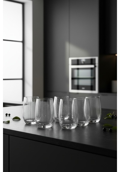 Duru 6 Lı Cam Su Bardağı 380 Ml Şeffaf Beyaz