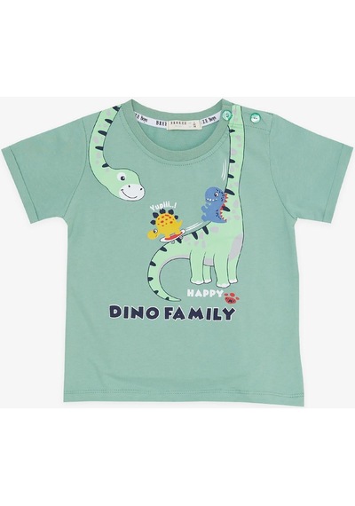 Breeze Girls & Boys Erkek Çocuk Şortlu Takım Mutlu Dinozor Aile Baskılı 1-4 Yaş, Mint Yeşili-mint Yeşili Mint Yeşili