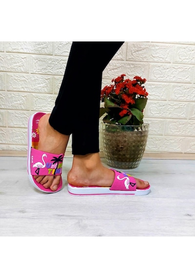 Calx 319 Pembe-beyaz 3d Baskılı Kız Çocuk Terlik Pembe - Beyaz