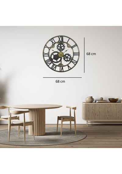 Eskitme Roma Rakamlı 68 Cm Nostalji Duvar Saati