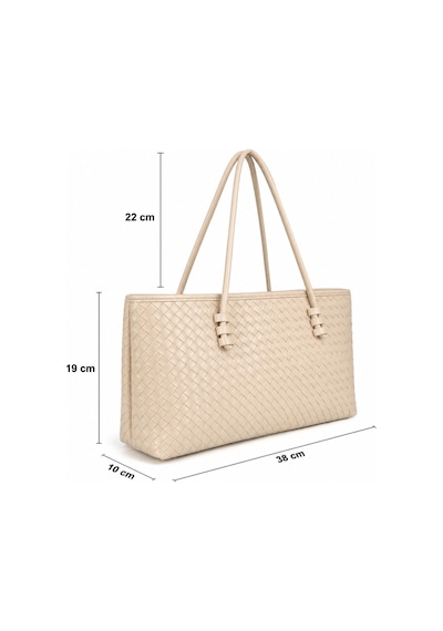 Nura Collection Kadın Örgü Desenli Tote Omuz Çantası - Krem - 895066122 Krem