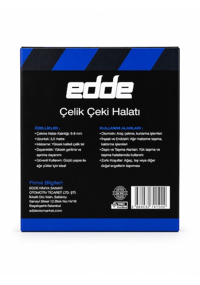 Edde Araba Araç Oto Çelik Çeki Halatı 3,5 Ton Araç Çekme Halatı