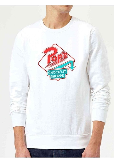 Riverdale Pops Chocklit Shoppe Baskılı Beyaz Erkek Örme Sweat