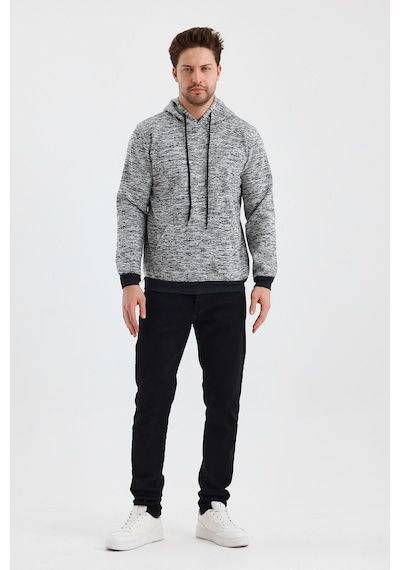 Monox Erkek Kapşonlu Kırçıllı 3 İplik Sweatshirt Antrasit