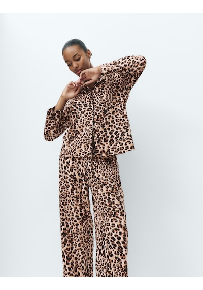Marks & Spencer Desenli Pijama Takımı T37004622F Kahverengi