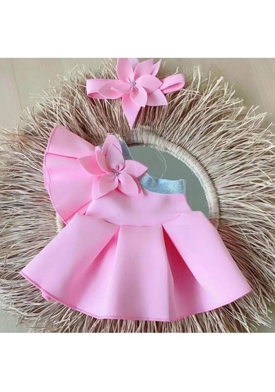 Kız Çocuk Dalgıç Kumaş Pembe Çiçekli Bandalı Tek Omuz Elbise Pembe Kız Çocuk Dalgıç Kumaş Pembe Çiçekli Bandalı Tek Omuz Elbise Pembe