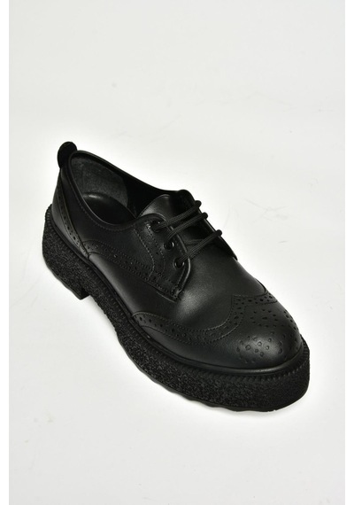 Fox Shoes T996199009 Siyah Kalın Tabanlı Kadın Ayakkabı Siyah-suni Deri Siyah