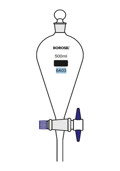 Ayırma Hunisi 125 Ml- Teflon Musluk - Cam Tıpalı - Borosilikat